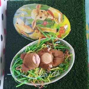 Vintage Easter Egg XL with sleeping baby doll teddy